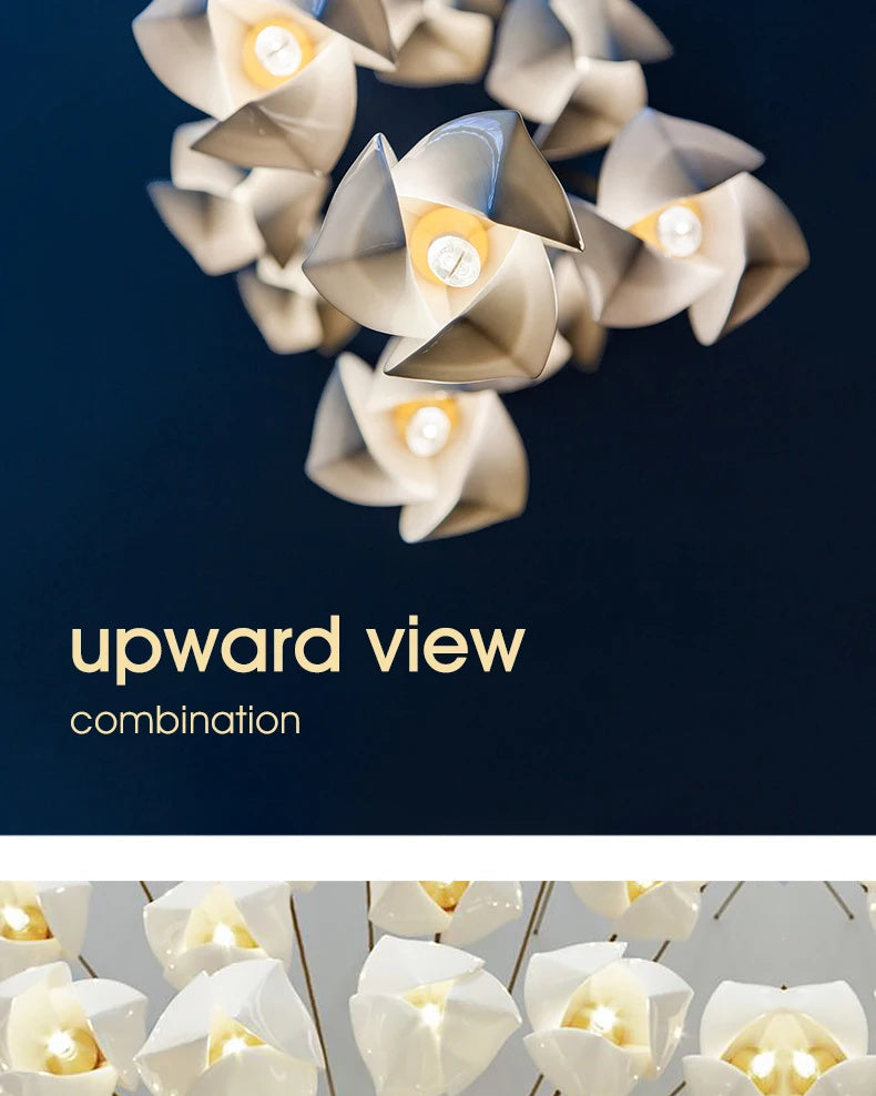 Petals in Flight (Porcelain White) Chandelier (28 Lights)