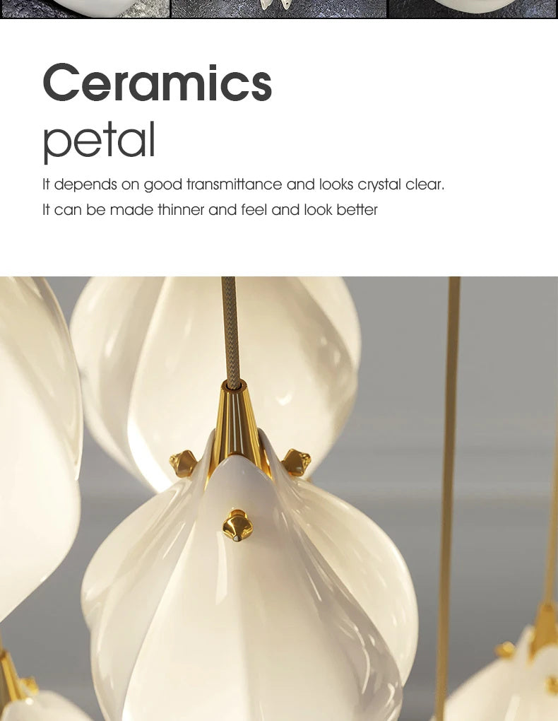 Petals in Flight (Porcelain White) Chandelier (28 Lights)