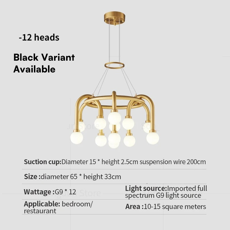 Everlast Charm (Black, 12 Glass Bulbs) Center Fixture
