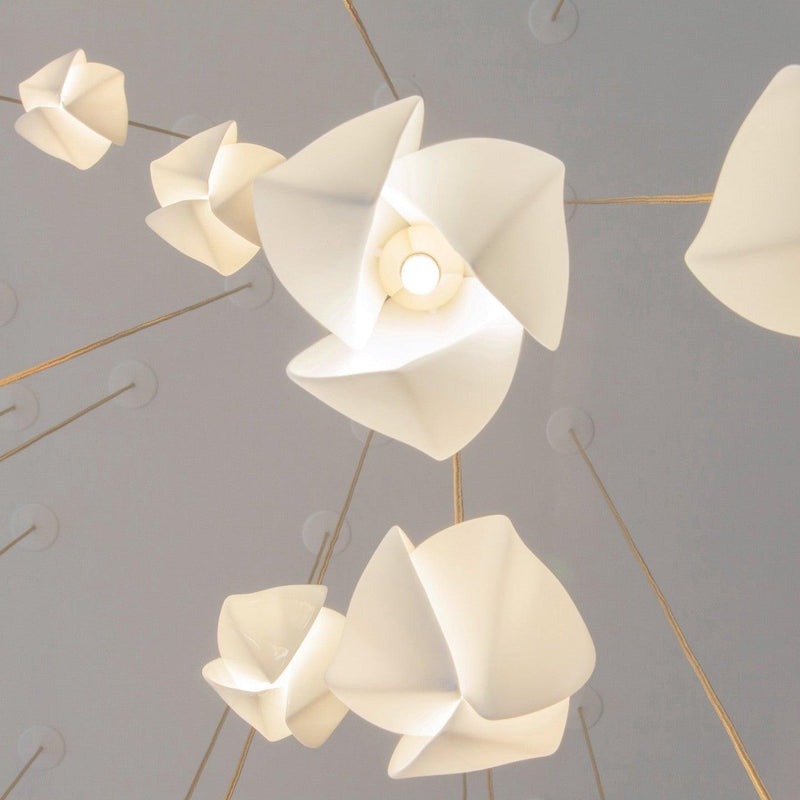 Petals in Flight (Porcelain White) Chandelier (48 Lights)