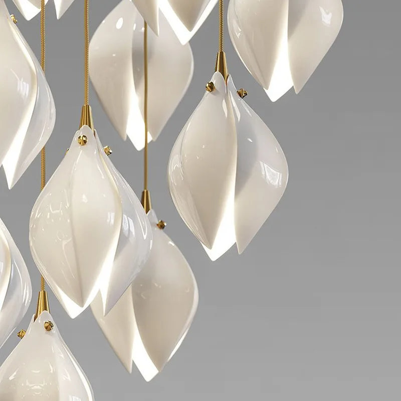 Petals in Flight (Porcelain White) Chandelier (48 Lights)