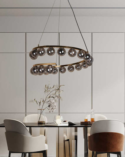 Modern Double Ring Chandelier - Smoke