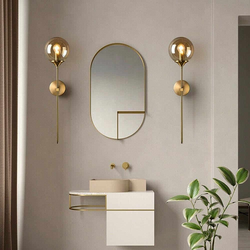 Modern Gold Finish Glass Ball Light Wall Lamp