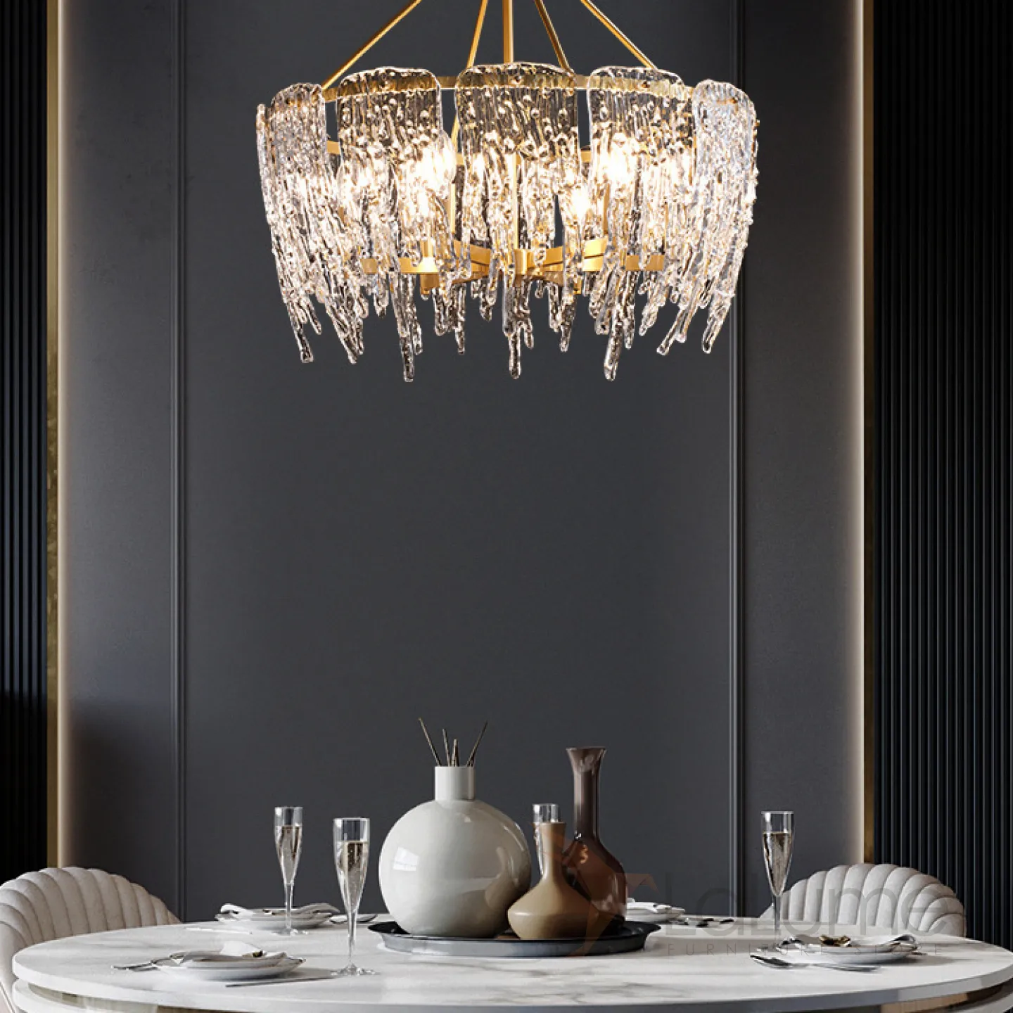 Light Luxury Glass Ice Cube Chandelier