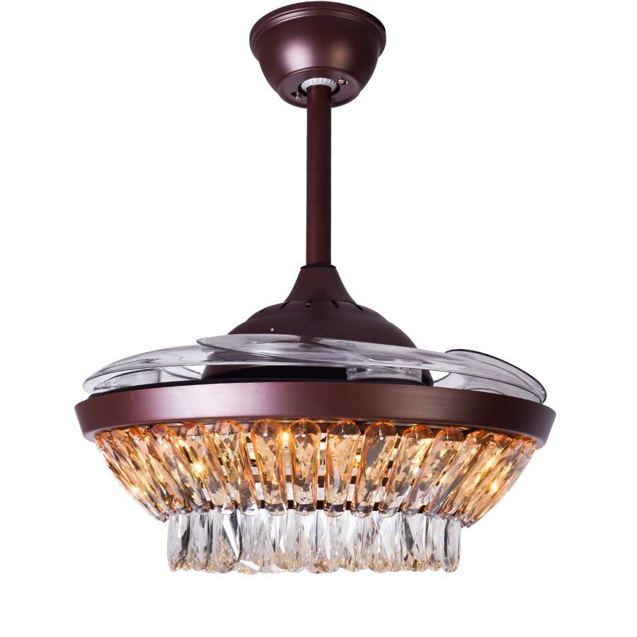 Whispers of Luxury (42 Inches Span, Brown Finish Metal Body, Transparent ABS Blades)
