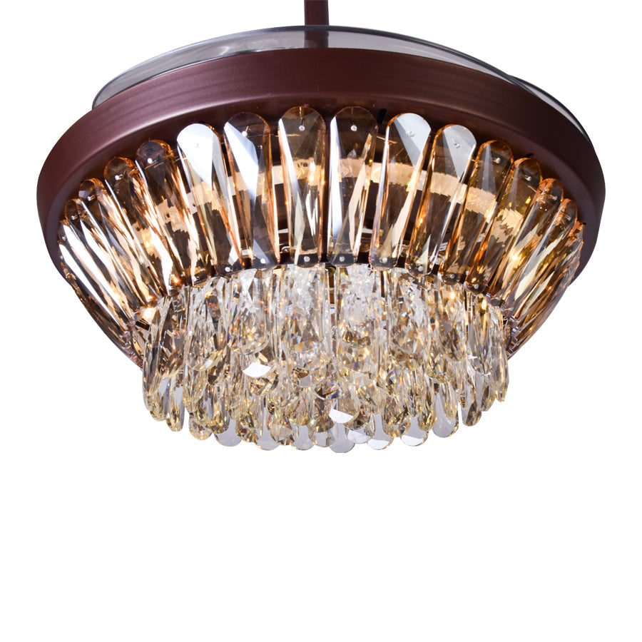 Whispers of Luxury (42 Inches Span, Brown Finish Metal Body, Transparent ABS Blades)