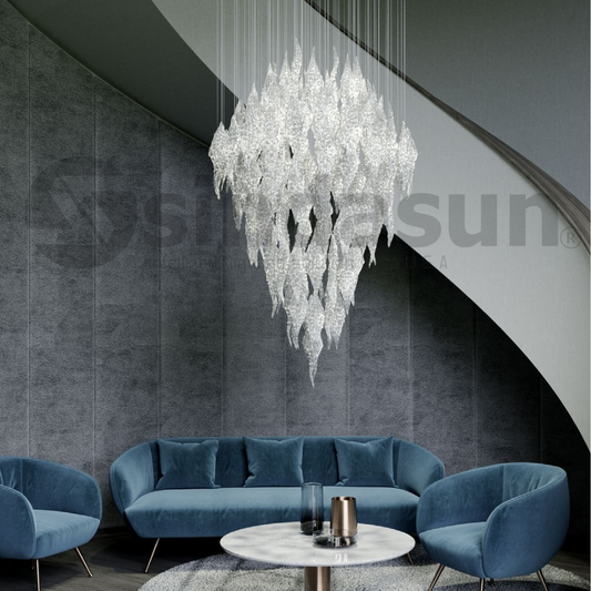 FROSTY LEAVES Double Height Chandeliers-M